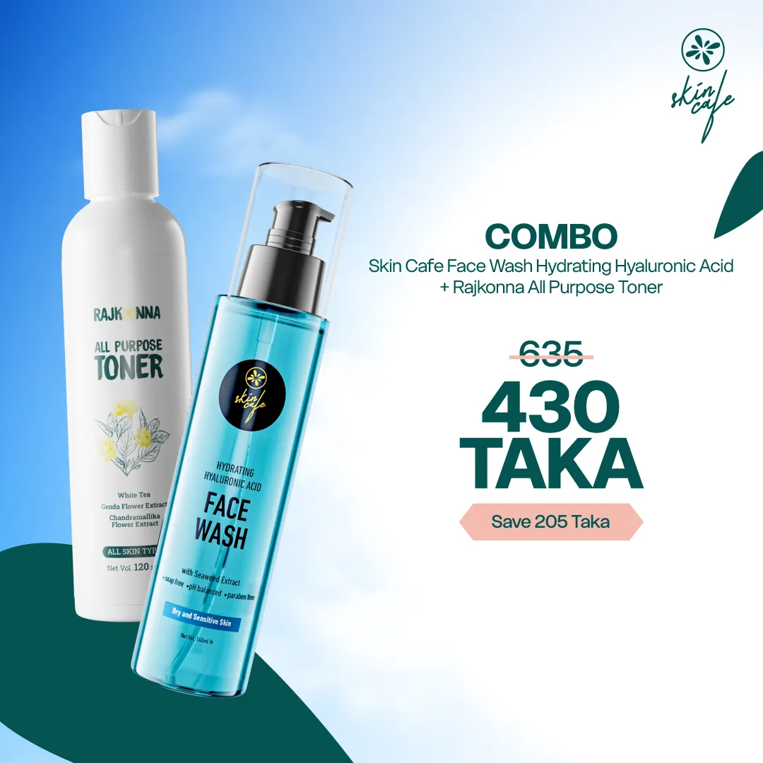 COMBO - Skin Cafe Face Wash Hydrating Hyaluronic Acid 140ml + Rajkonna All Purpose Toner 120ml