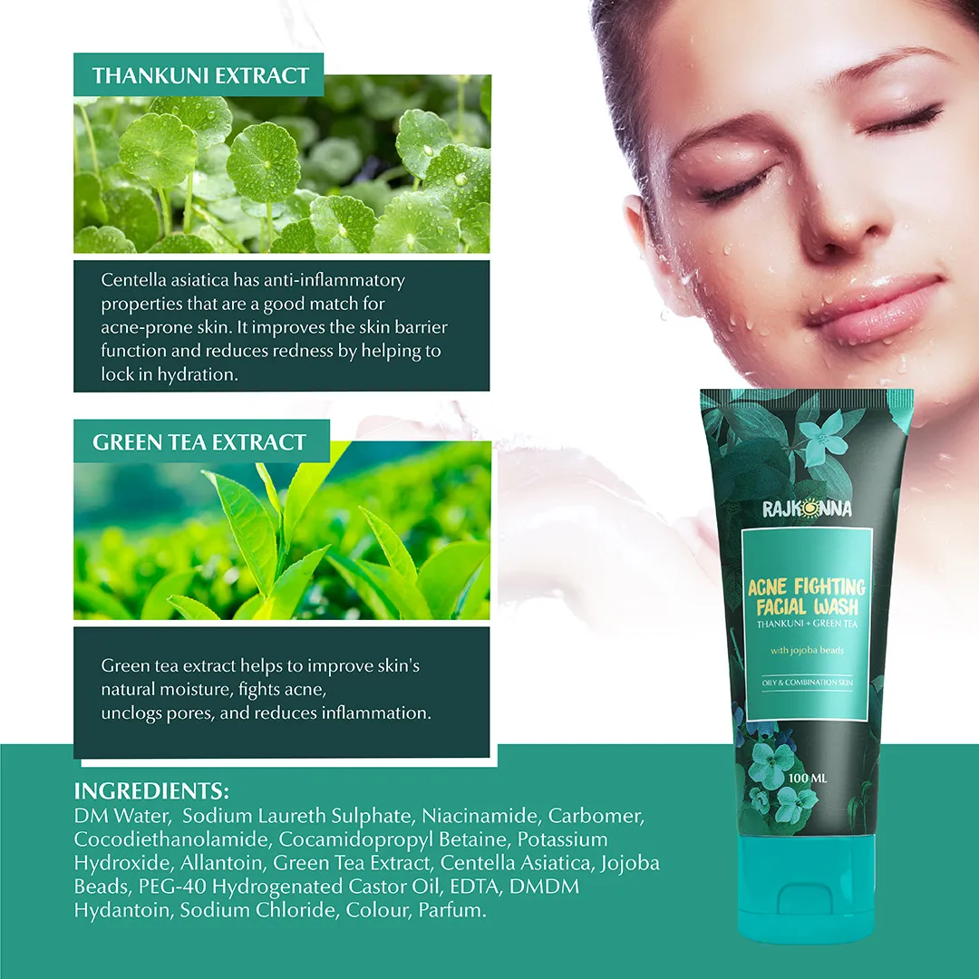 COMBO - Skin Cafe All-Day Moisturizer 50gm + Rajkonna Acne Fighting Facial Wash 100ml 4
