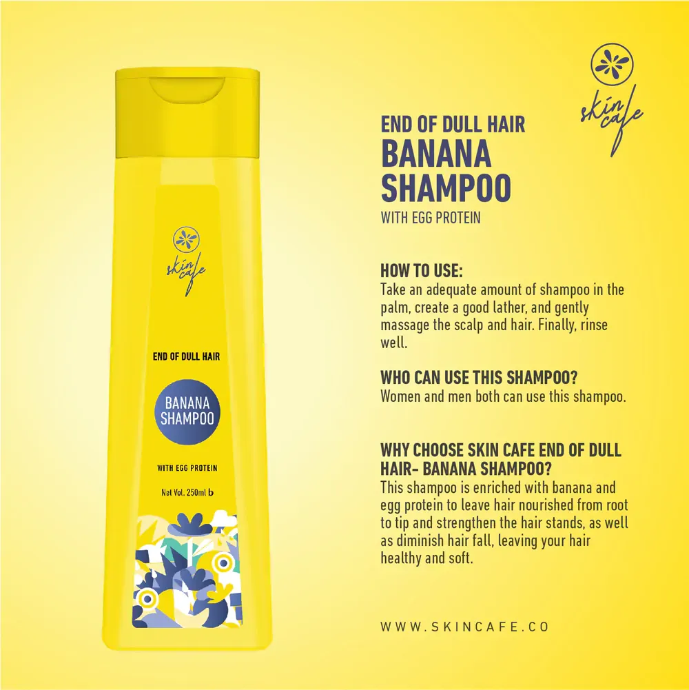 COMBO - Skin Cafe End of Dull Hair Banana Shampoo with Egg Protein 250ml + Skin Cafe Silky Tresses Moisturizing Conditioner 120ml 3