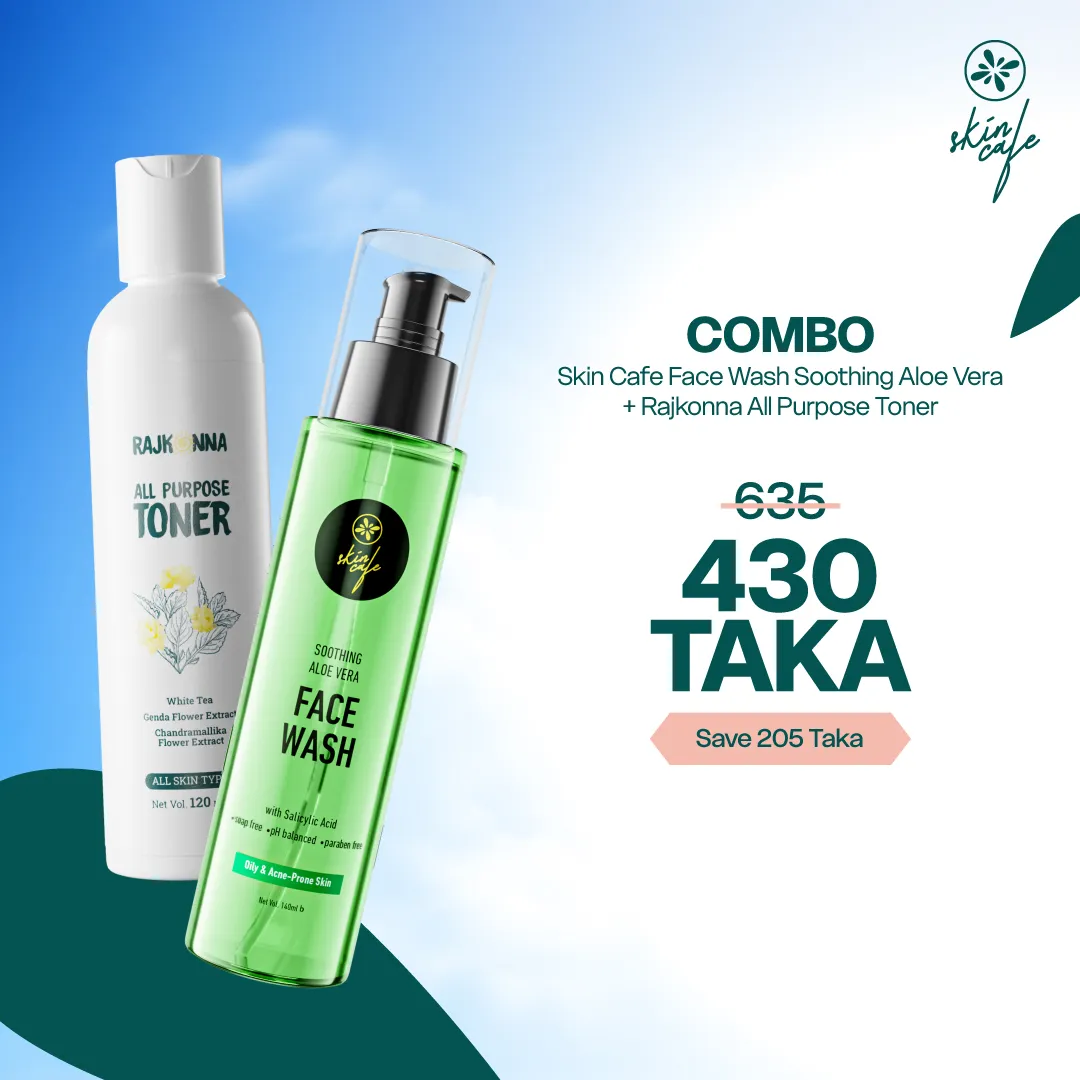 COMBO - Skin Cafe Face Wash Soothing Aloe Vera 140ml + Rajkonna All Purpose Toner 120ml