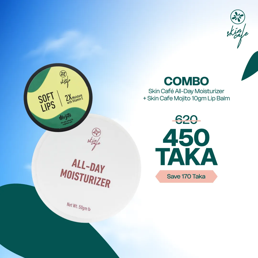 COMBO - Skin Cafe All-Day Moisturizer 50gm + Skin Cafe Soft Lips Lip Balm Vitamin E Mojito 10gm
