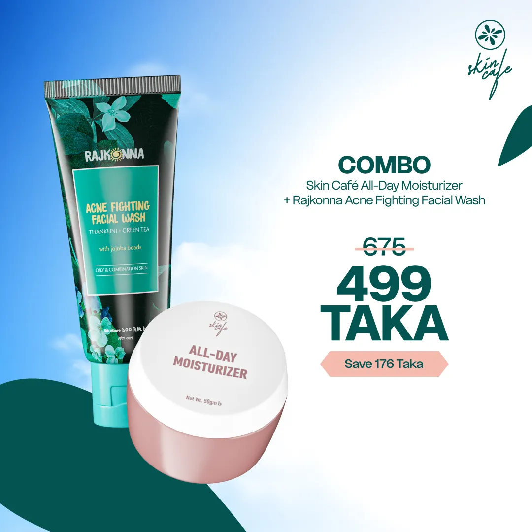 COMBO - Skin Cafe All-Day Moisturizer 50gm + Rajkonna Acne Fighting Facial Wash 100ml